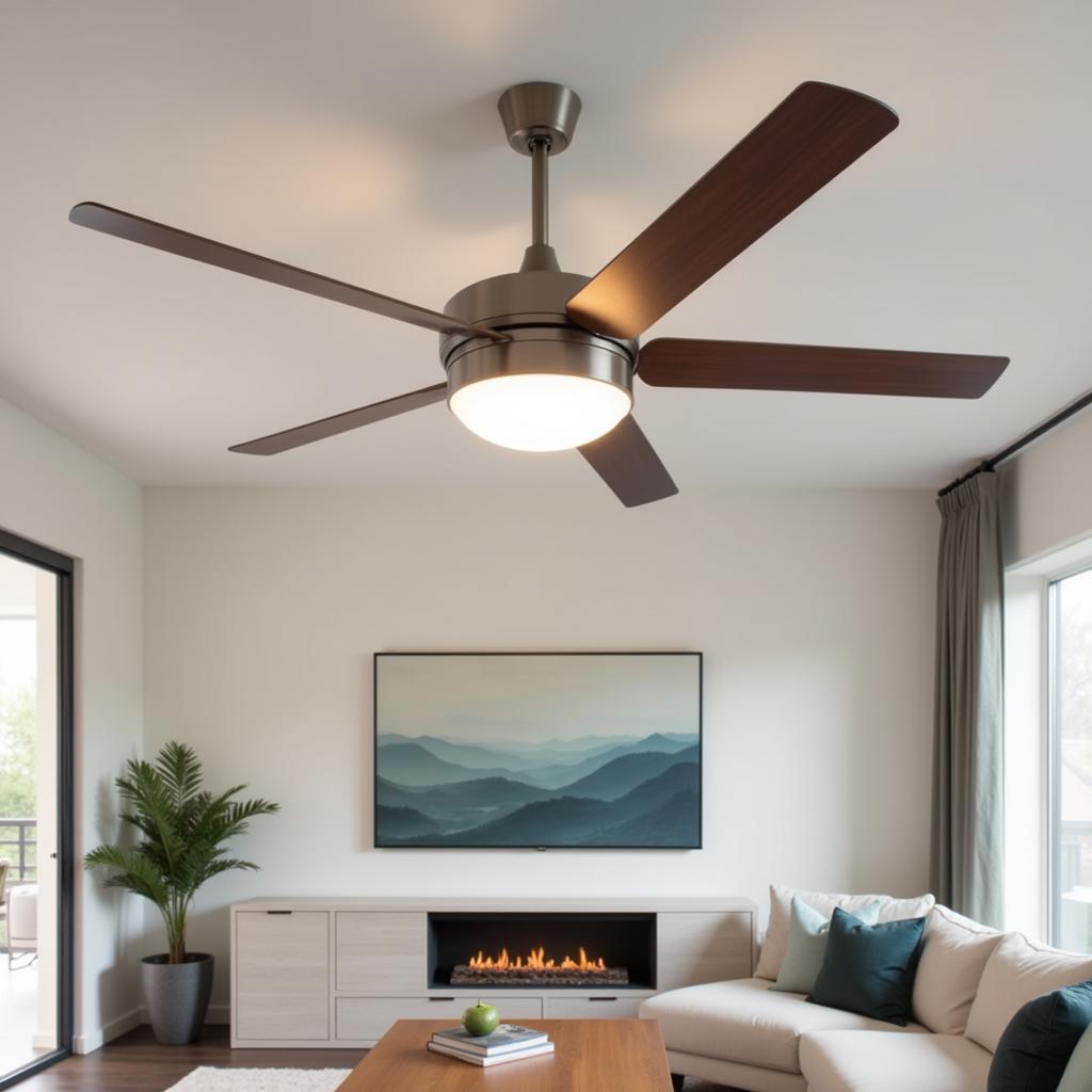 Modern Aurora Ceiling Fan in a Living Room