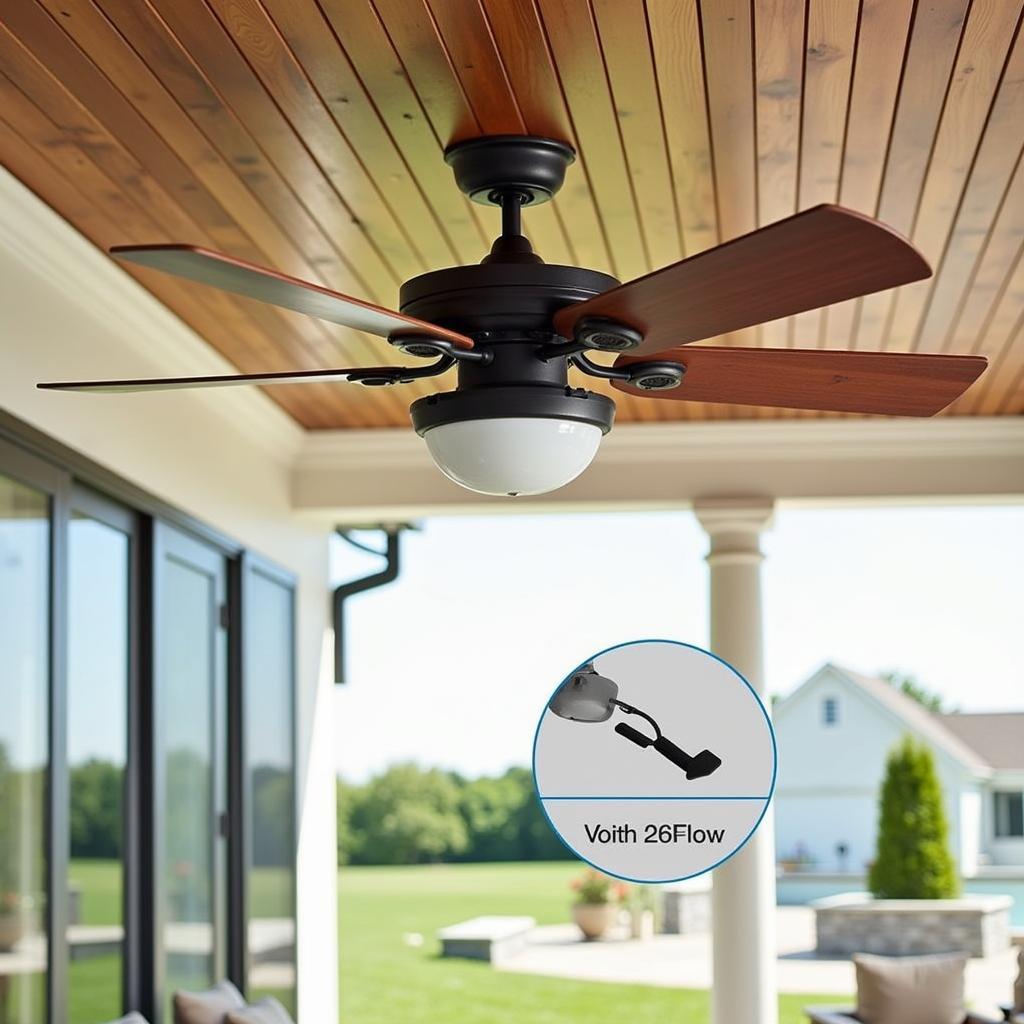 Aurora Ceiling Fan on an Outdoor Patio