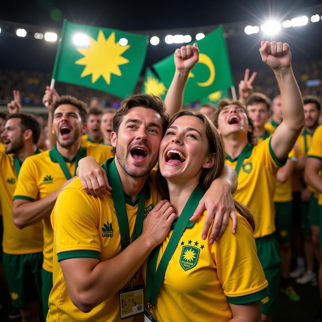 Australian Fans Celebrating Victory