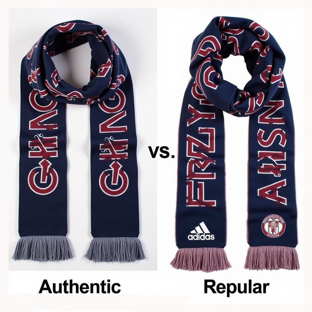 Comparing authentic and replica designer football-related clothing and accessories.