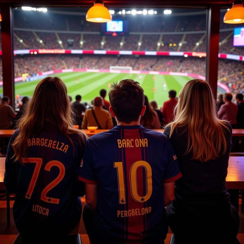 Barca Fans Watching a Game at a Bar