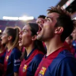 Barcelona fans chanting at Camp Nou