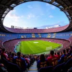 Barcelona fans filling the Camp Nou stadium