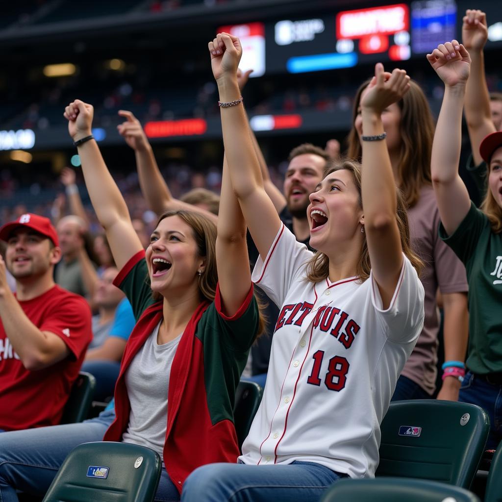 Baseball Fans Cheering Showing Emotional Connection