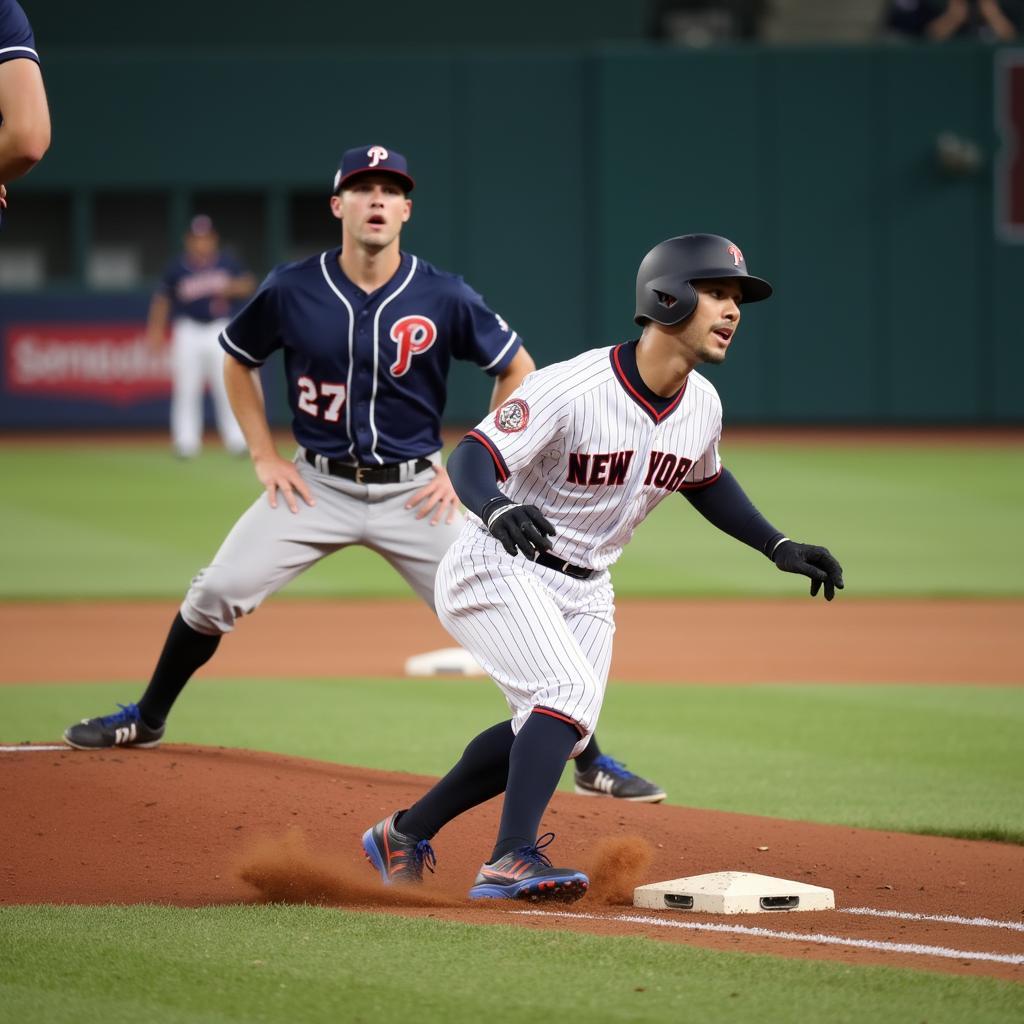 Baseball Player Sliding into Base Showing Dynamic Action