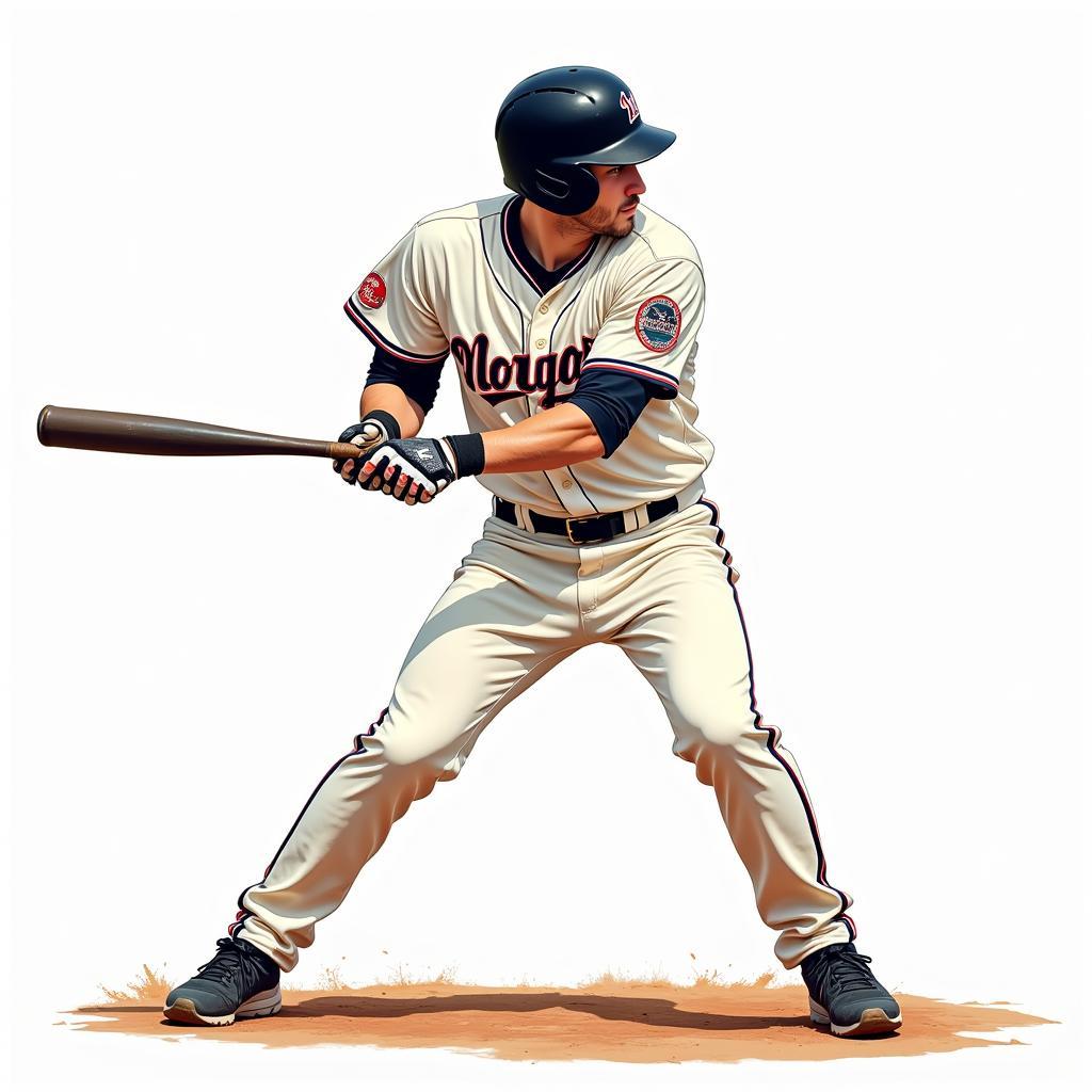 Vector Illustration of a Baseball Player Swinging