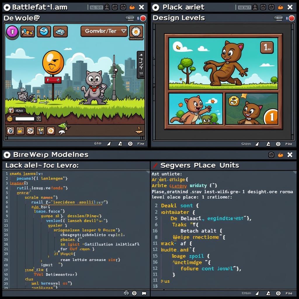 A screenshot of a game development interface, showing the process of creating a Battle Cats fan game.