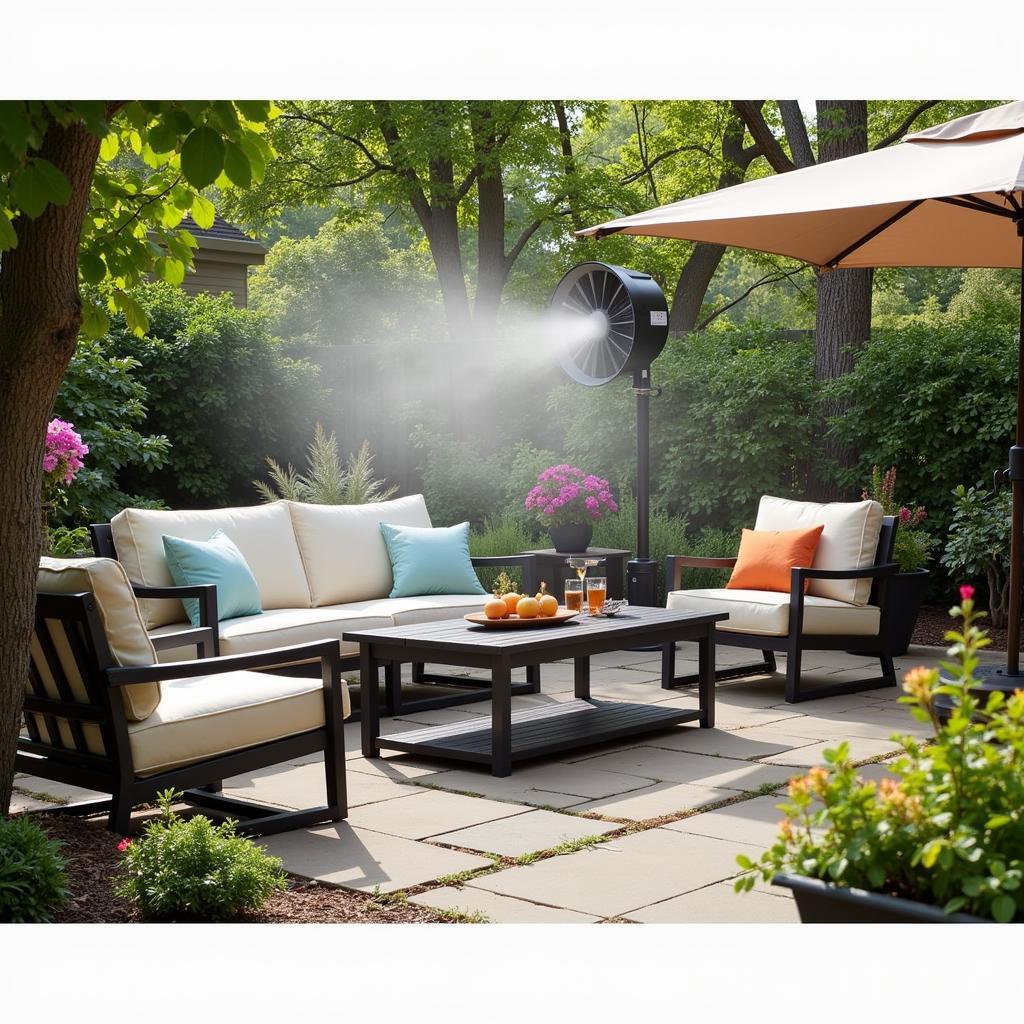 Best Patio Misting Fan Cooling an Outdoor Space