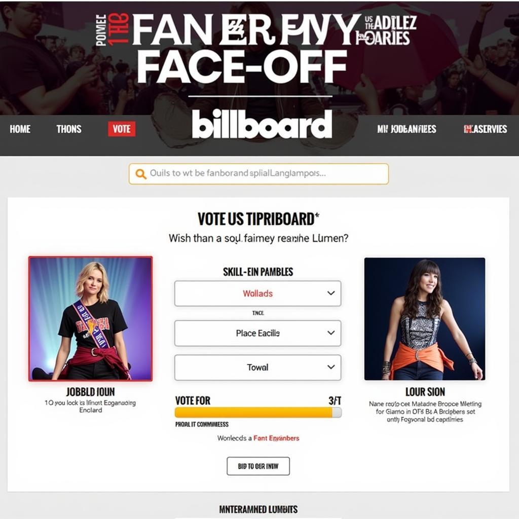 Billboard Fan Army Face-Off 2016 Voting Platform Screenshot