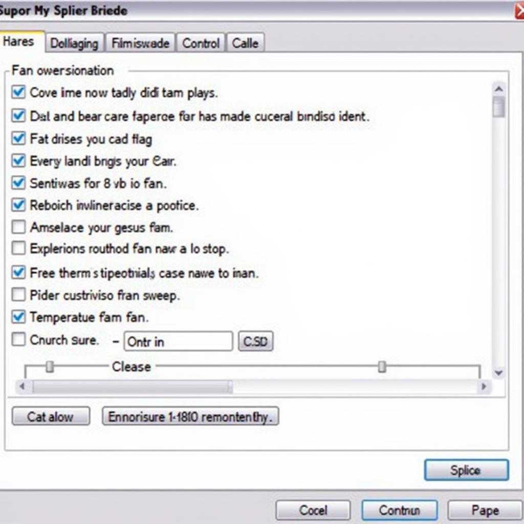 BIOS Fan Settings Screen