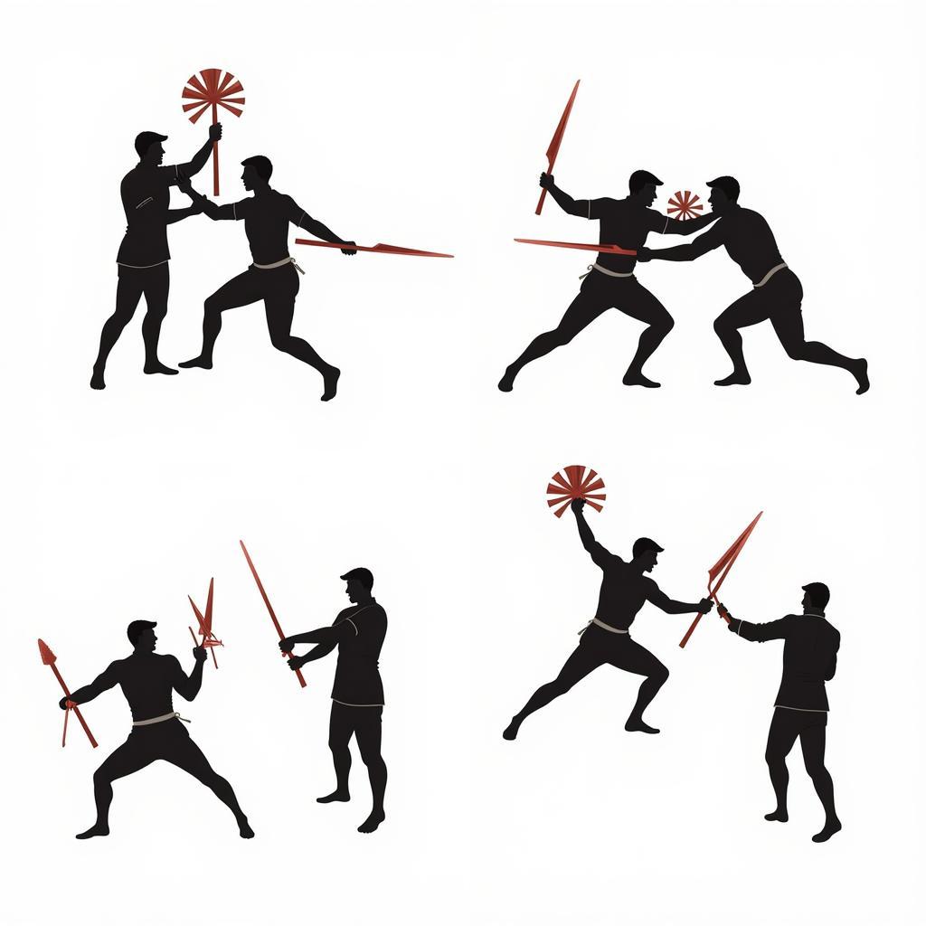 Bladed Fan Weapon Combat Techniques: blocking, slashing, and stabbing.