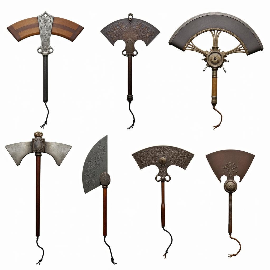 Bladed fan weapon types: war fan, tessen, and other variations.