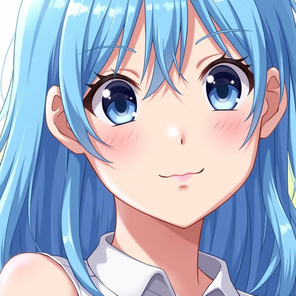 Portrait of a Blue-Haired Anime Girl in Fan Art