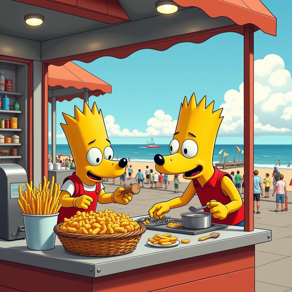 Bob and Peedee working together at Beach Citywalk Fries.