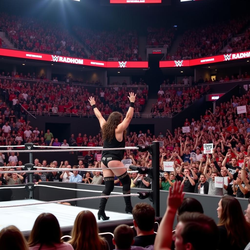 Bray Wyatt fans cheering enthusiastically during a wrestling event