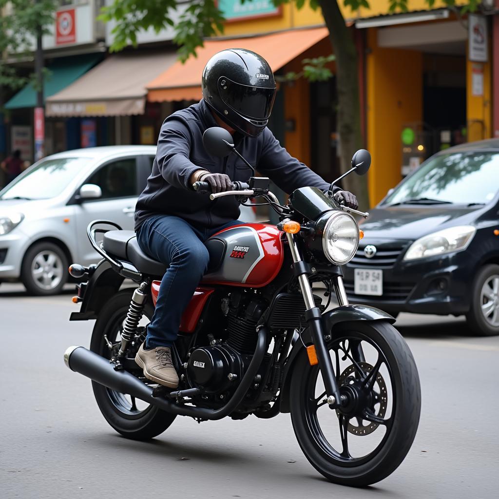 Brixton BX 125 navigating city streets in Vietnam