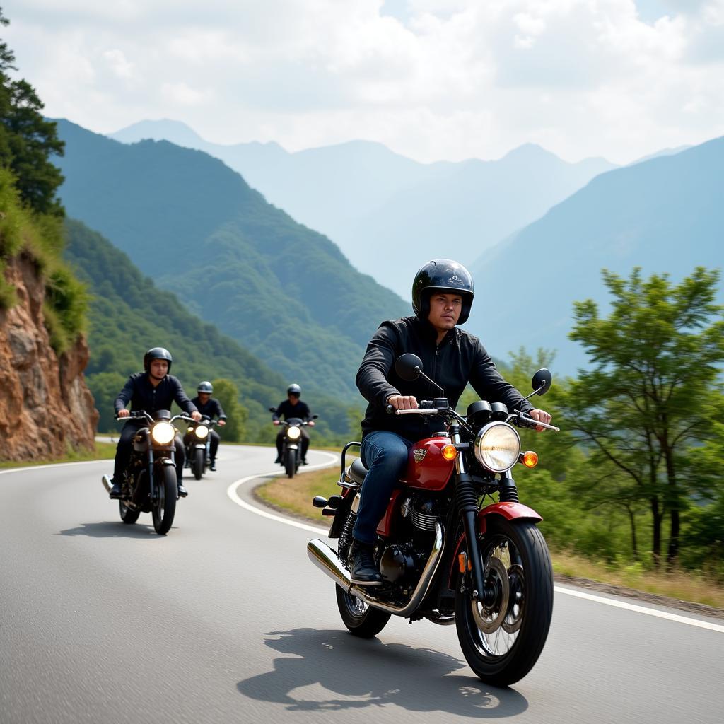 Brixton BX 150 riders in Vietnam enjoying a scenic route