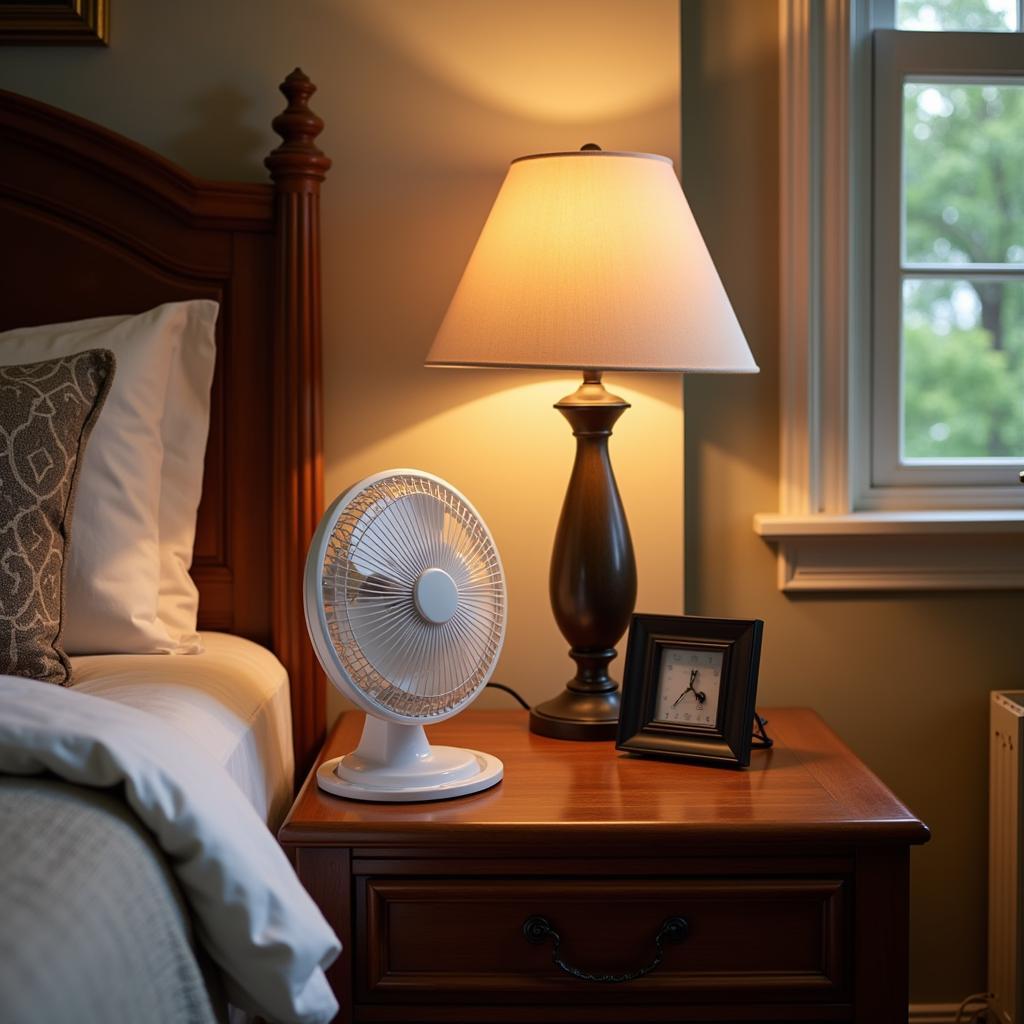 Brookstone Clock Fan in Bedroom