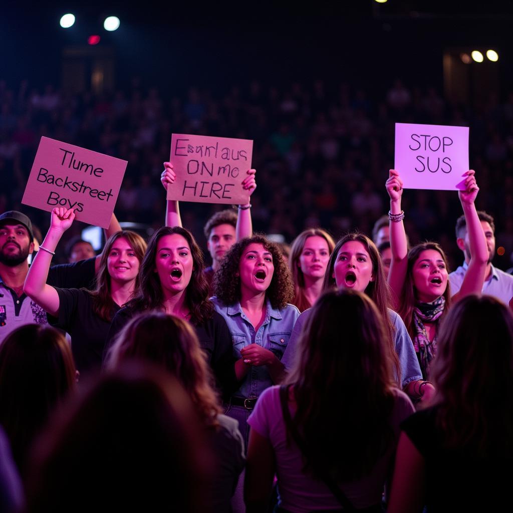 Backstreet Boys fan gathering and supporting each other