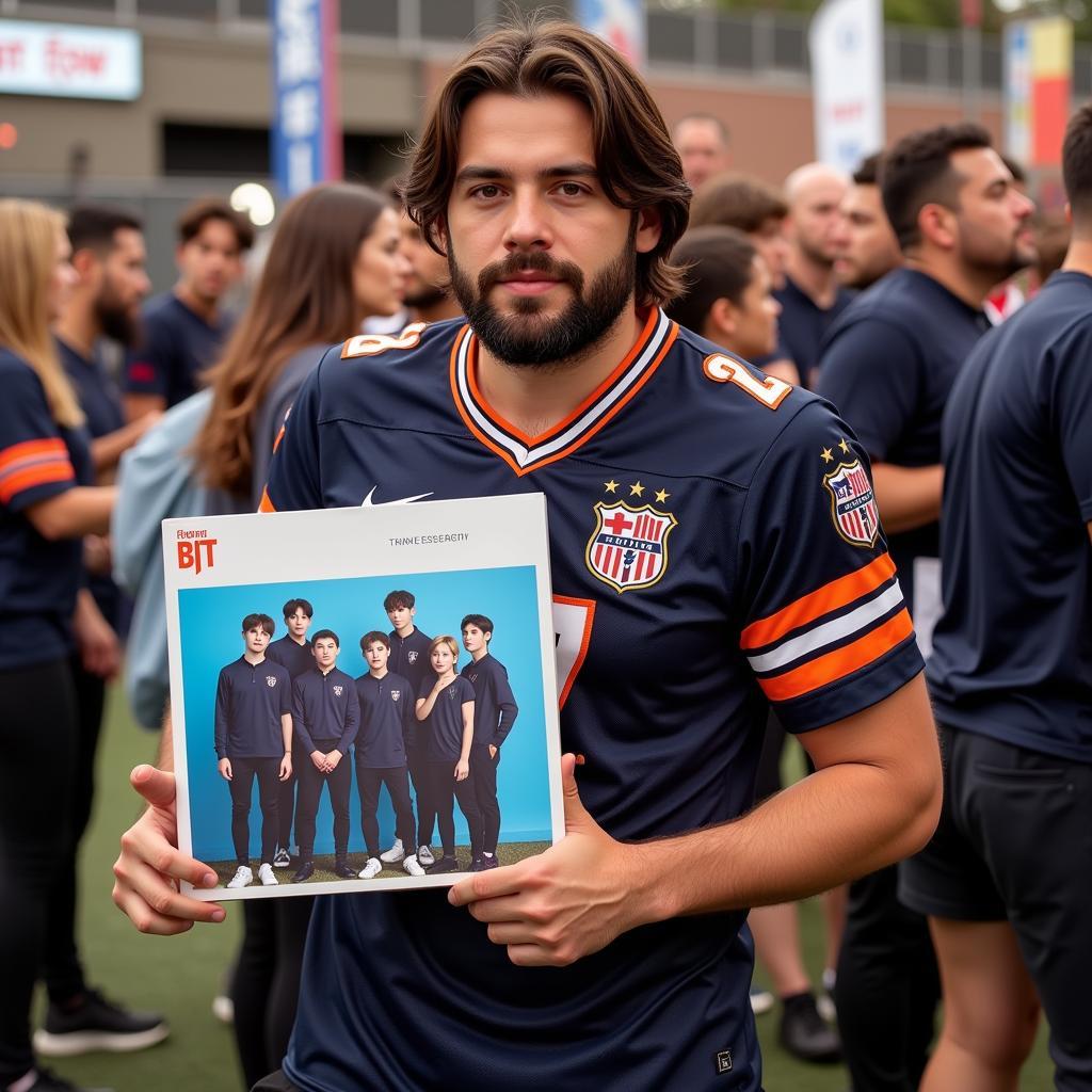 Fans showing support for both BTS and a football team