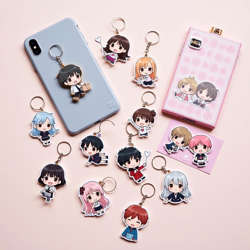 BTS Anime Chibi Keychains and Stickers