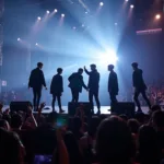 BTS performing at a fan meeting in Tokyo