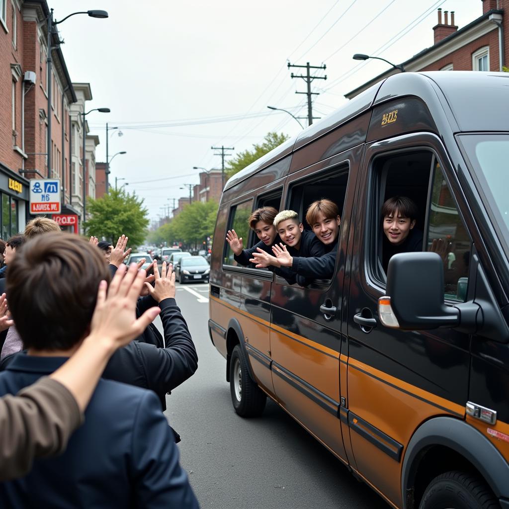 BTS Waving Goodbye from their Van