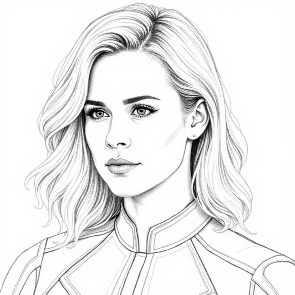 Captain Marvel Pencil Sketch Fan Art