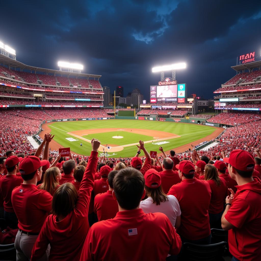 Cardinals fans cheering enthusiastically at a game