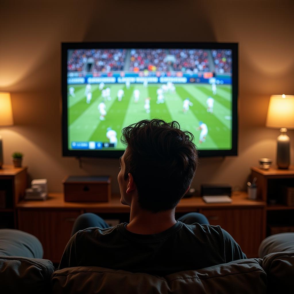 Casual Fan Watching Football on TV