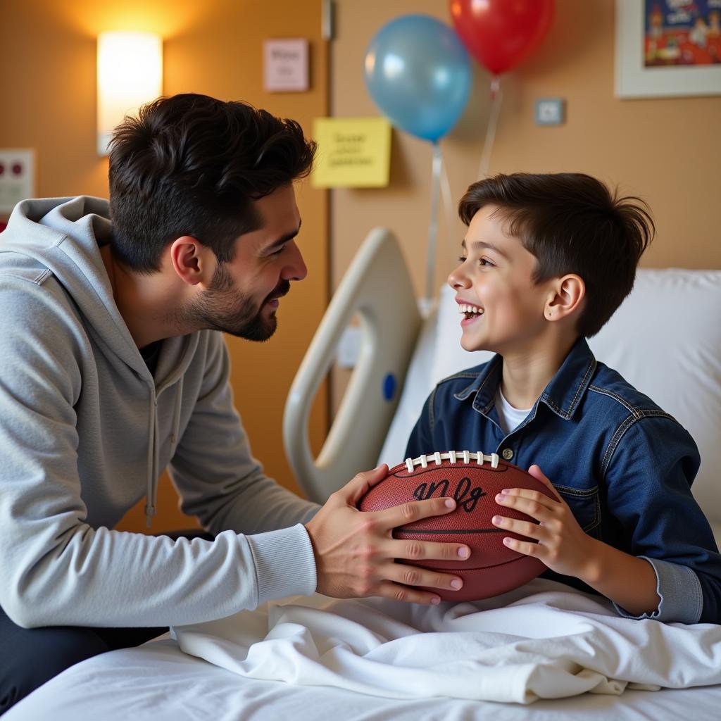 A celebrity visits a young fan in the hospital as a surprise