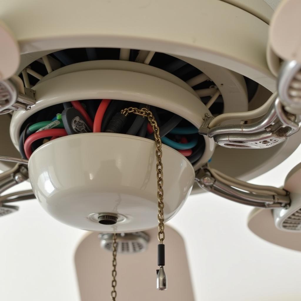 Close-up of Electrical Wiring in a Ceiling Fan