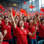 Chinese football fans celebrating a CSL victory