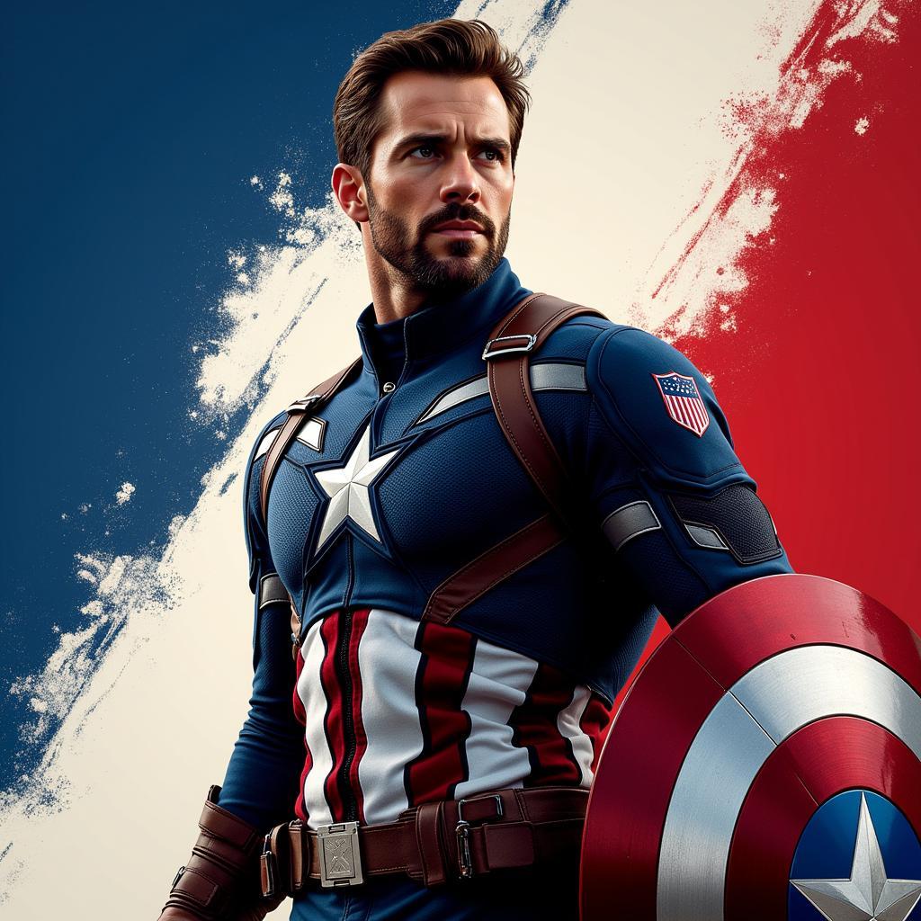 Chris Evans as Captain America in a movie poster.