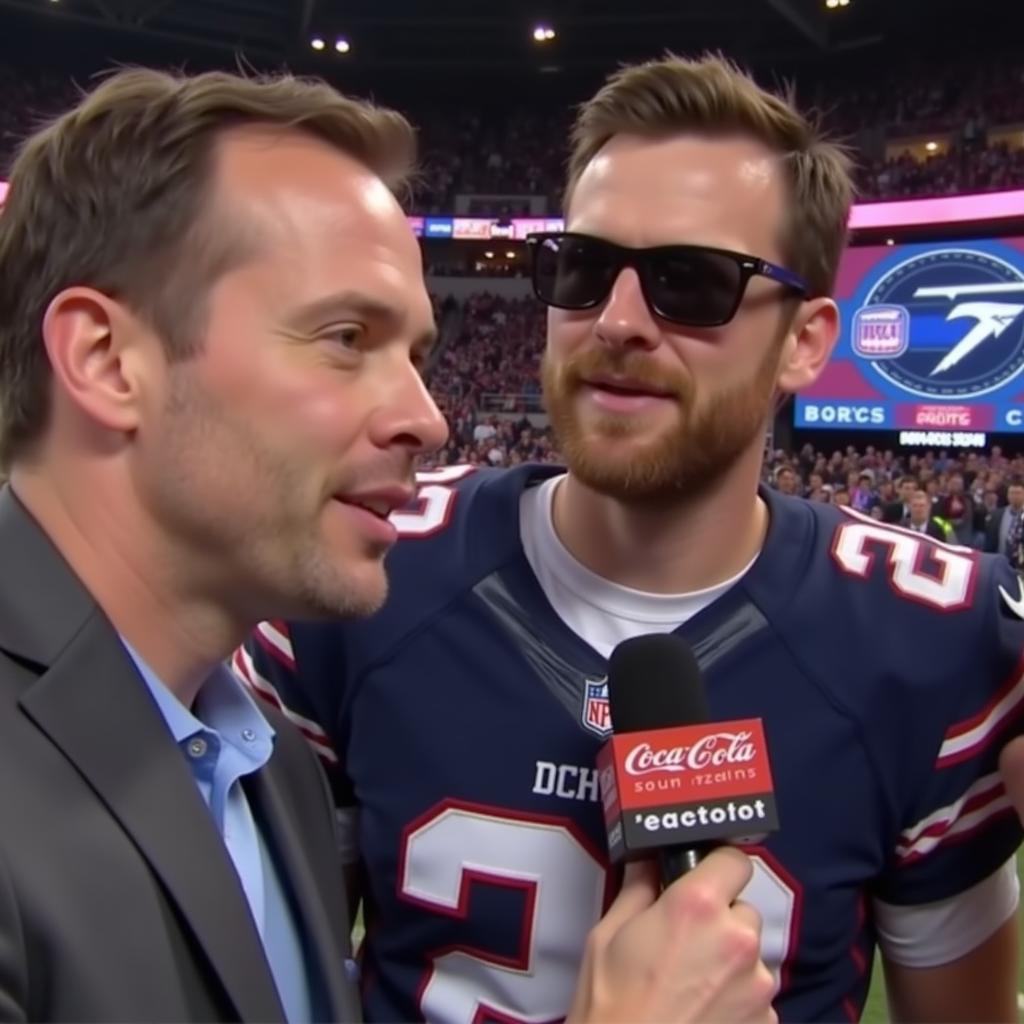 Chris Evans being interviewed about Football