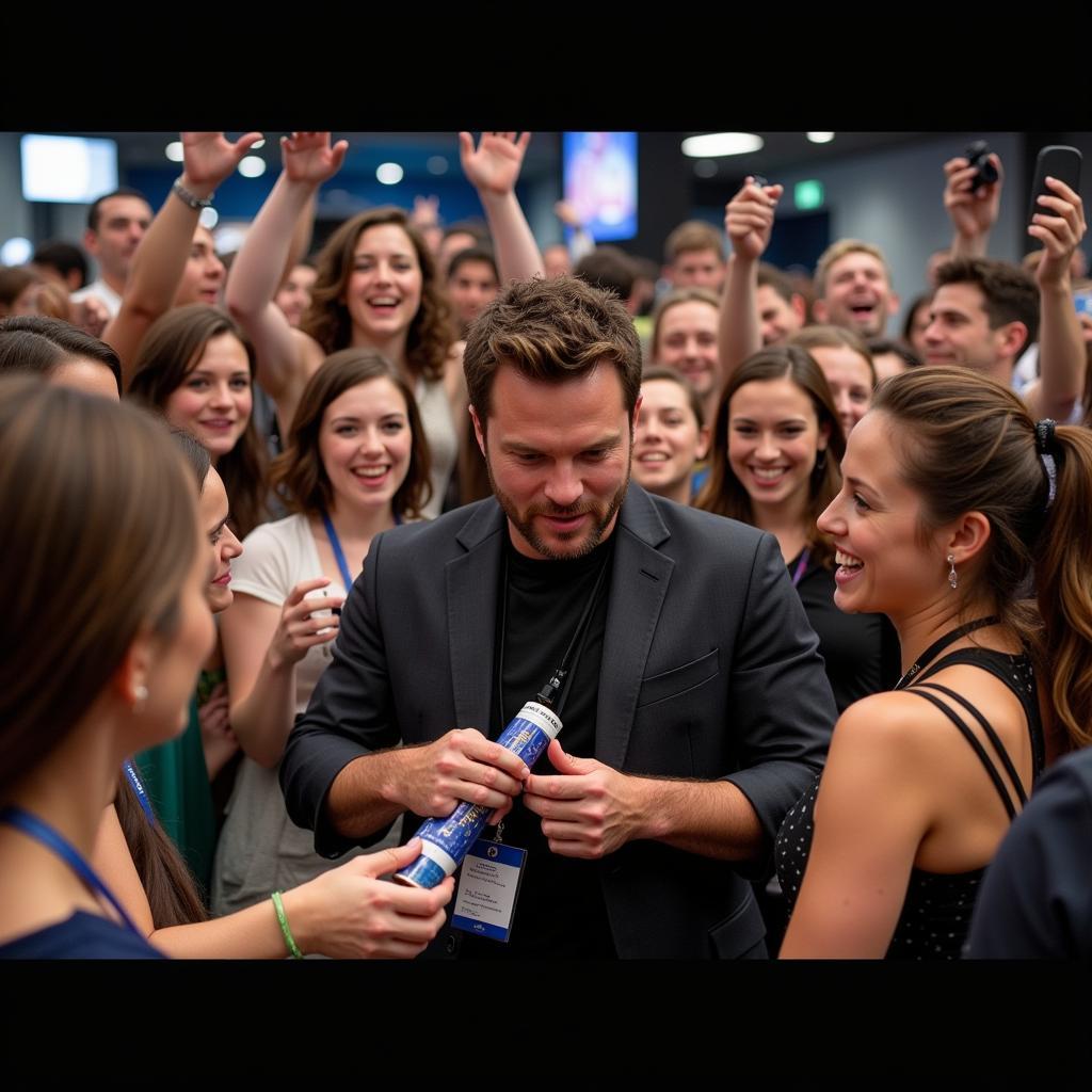 Excited fans meeting Chris Pratt at Comic-Con