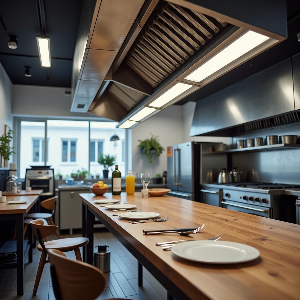 Clean Restaurant Kitchen with Effective Extractor Fan