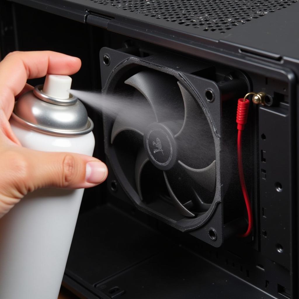 Cleaning a PC Fan with Compressed Air