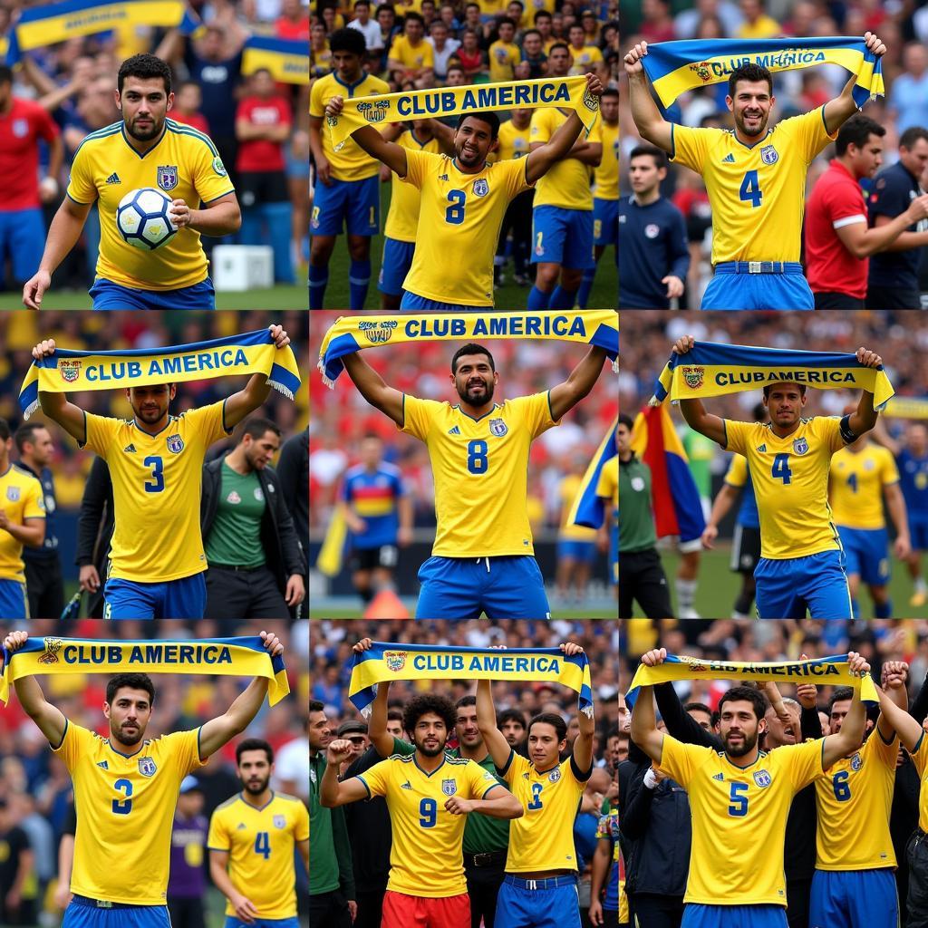 Club America fans from different countries showcasing their support