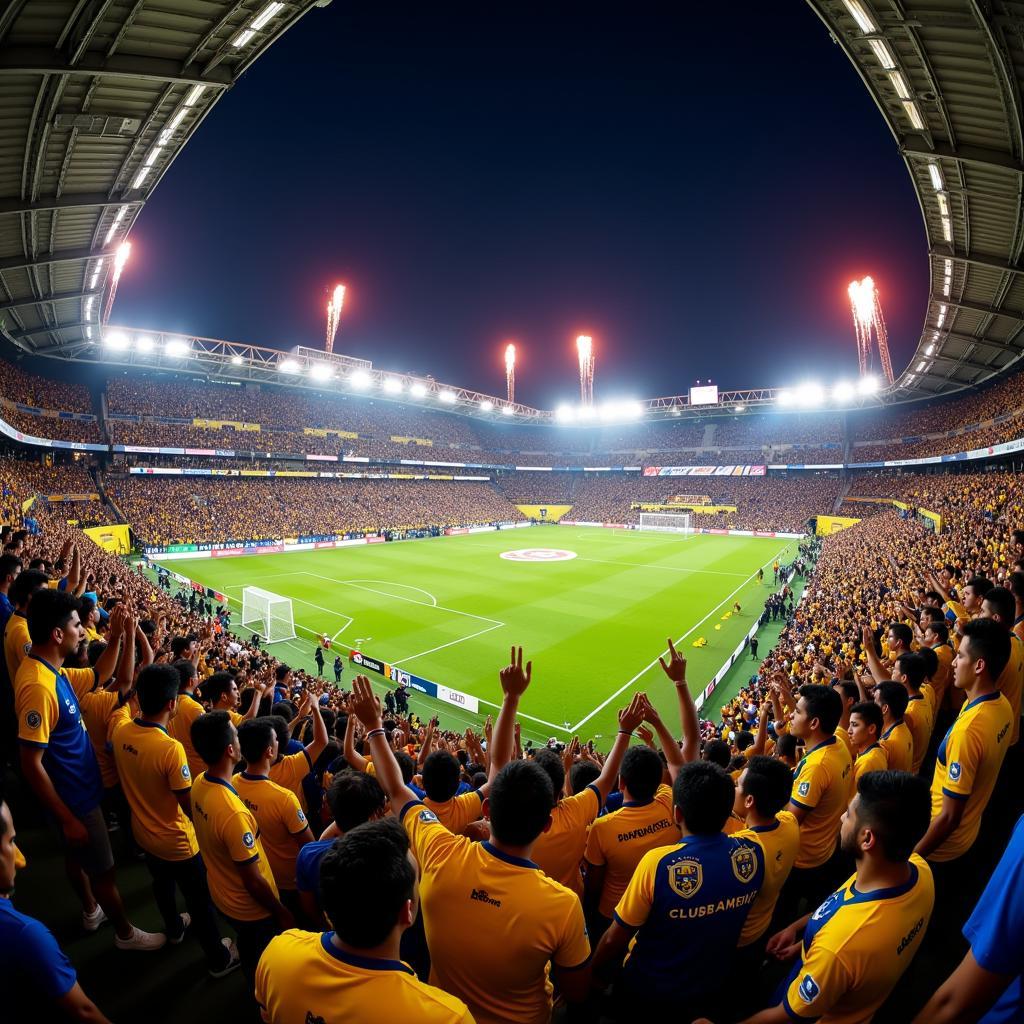 Club America fans filling the Estadio Azteca during a crucial match