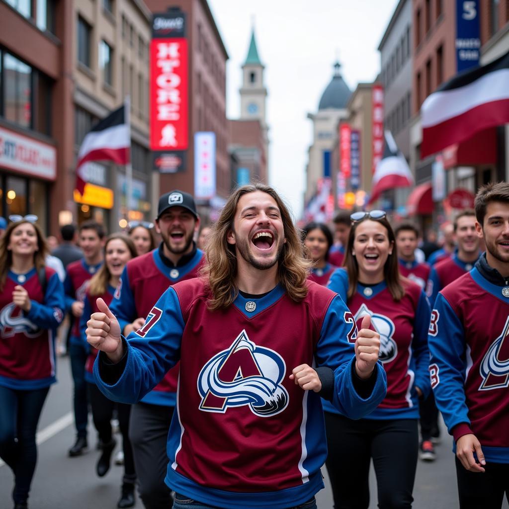 Colorado Avalanche Fans Celebrating Stanley Cup Victory