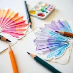 Various coloring techniques applied to paper fans