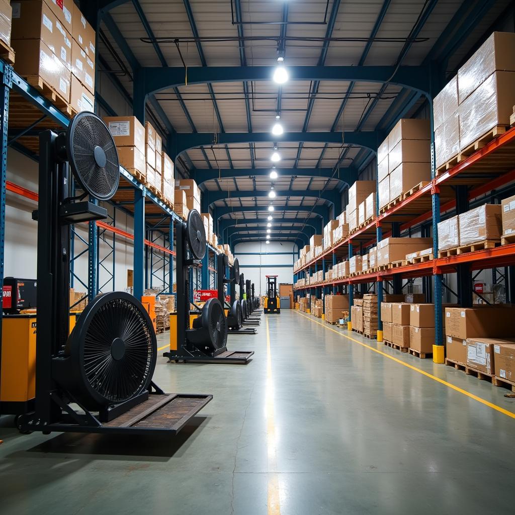 Commercial Industrial Fans in a Warehouse Setting