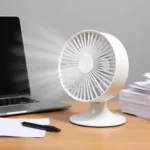 Compact Desk Fan on a Desk