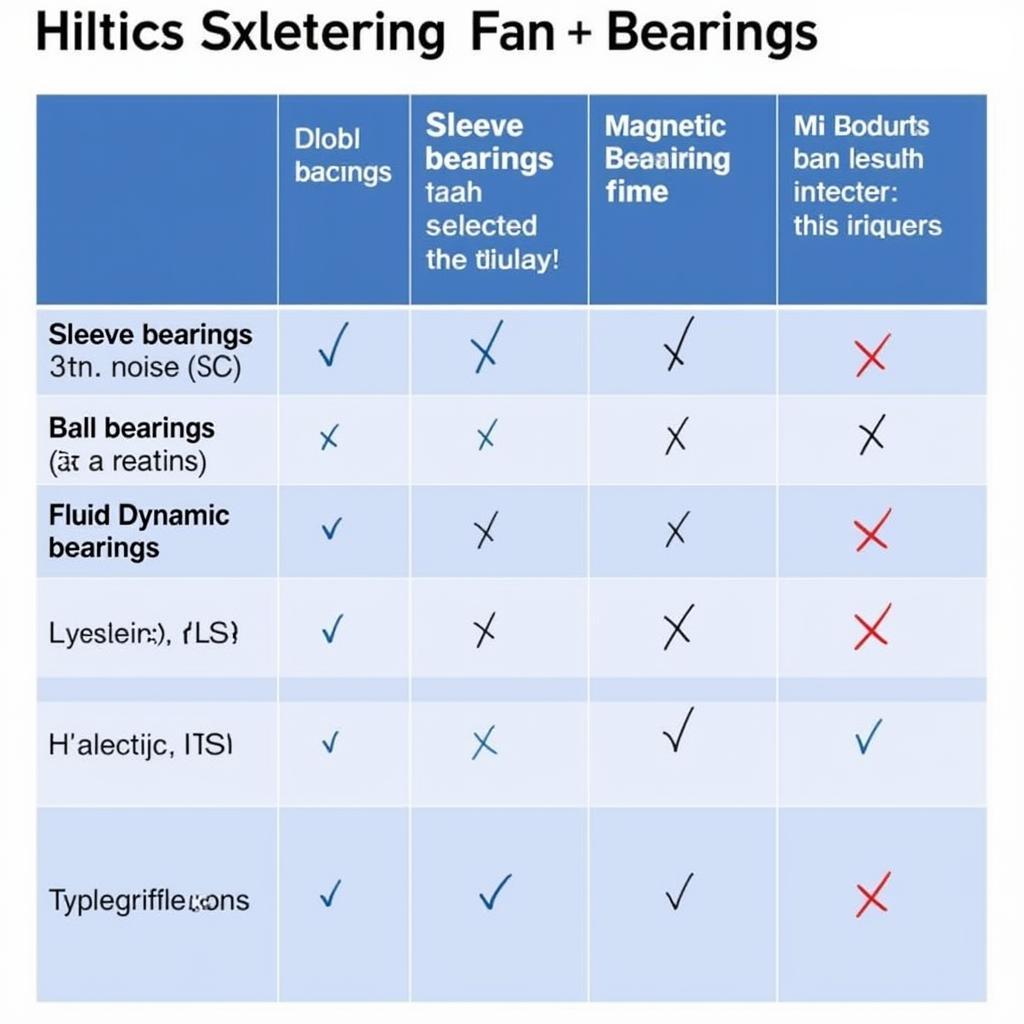 Comparison Table of Different Fan Bearing Types