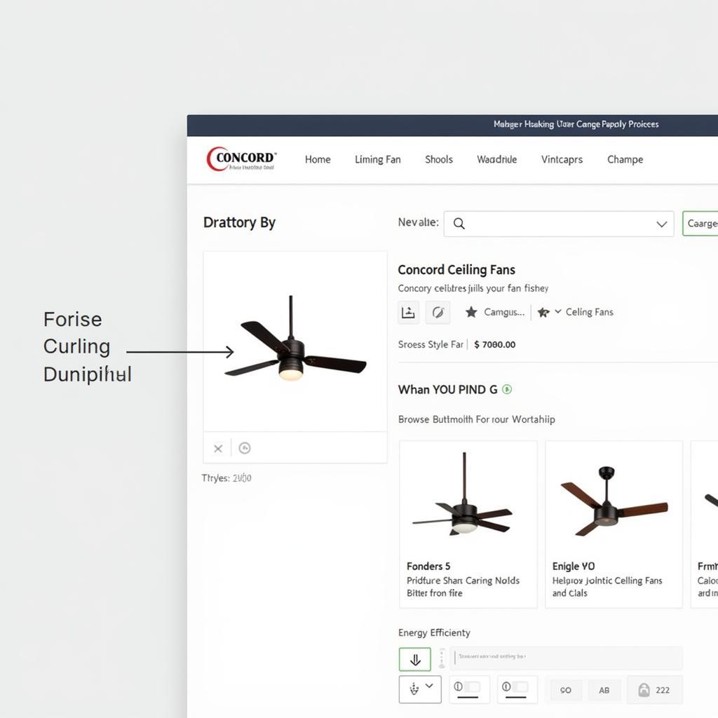 Concord Ceiling Fans Website Navigation