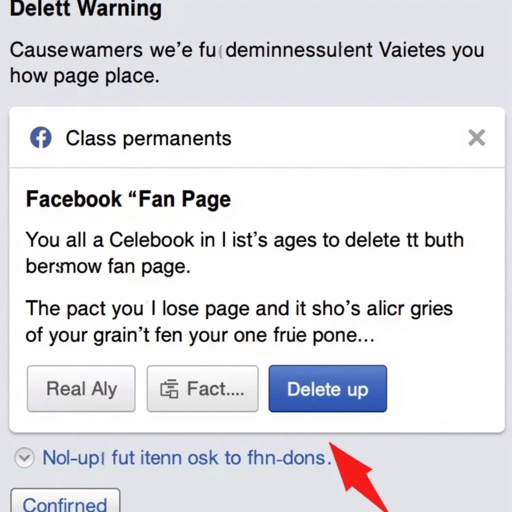 Confirming Facebook Page Deletion