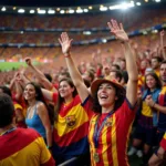 Continental Spanish Football Fans Celebrating