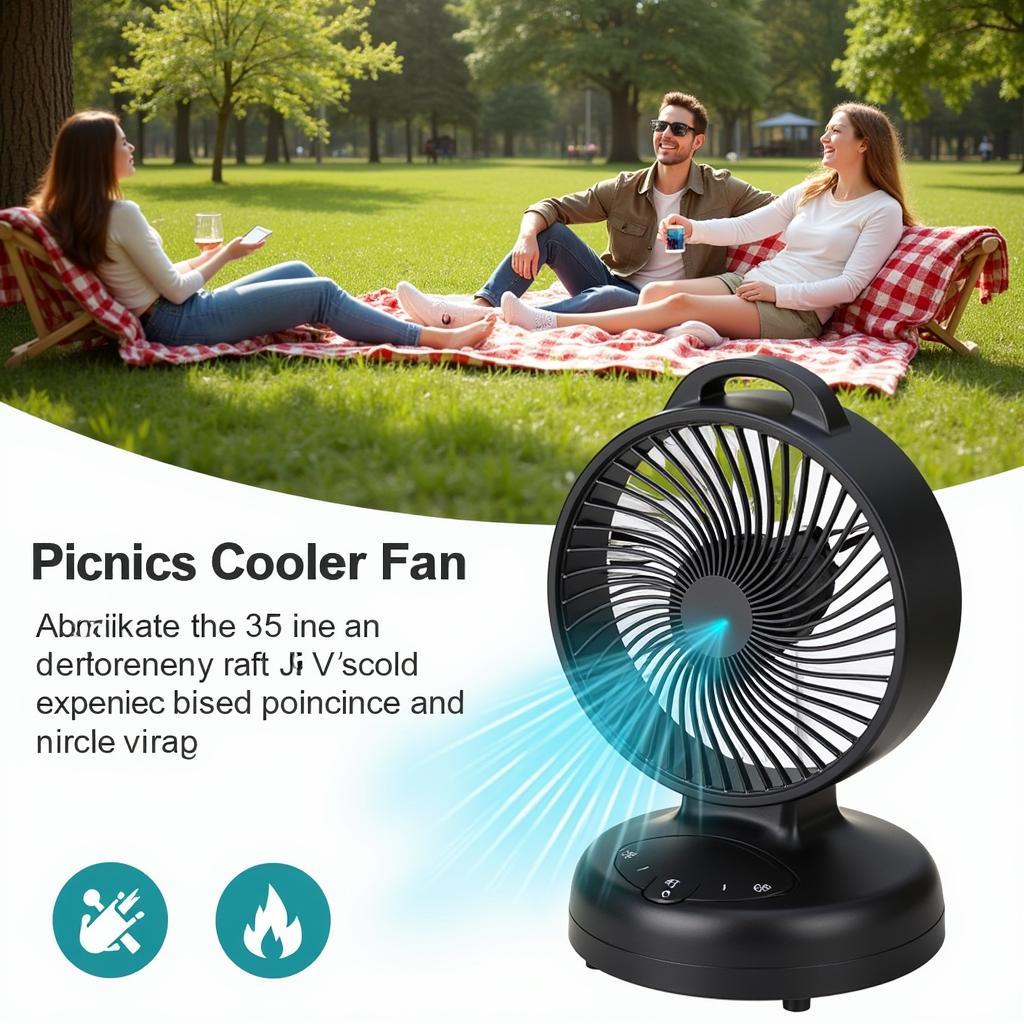 Cooler fan in use in an outdoor setting