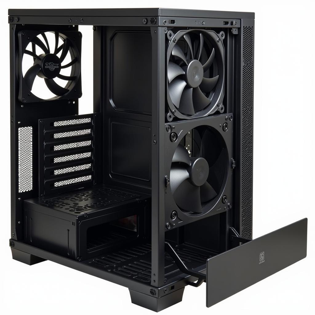 Cooler Master 460W Renew Fan 12 Black installed in a typical PC case as an intake fan.